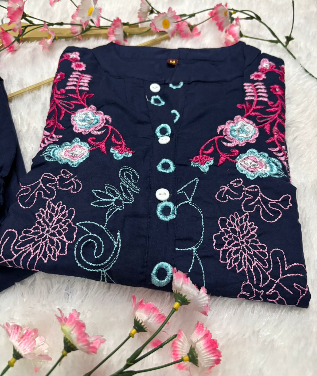 Kurta Beautyful Cotton Wardrobe Embroidery Cod Set