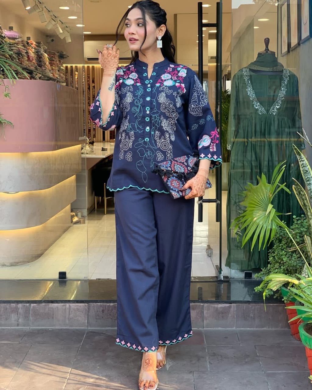 Kurta Beautyful Cotton Wardrobe Embroidery Cod Set